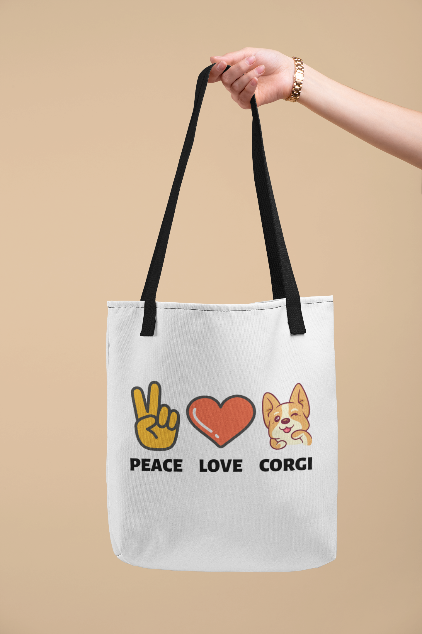 'Peace Love Corgi' Tote Bag