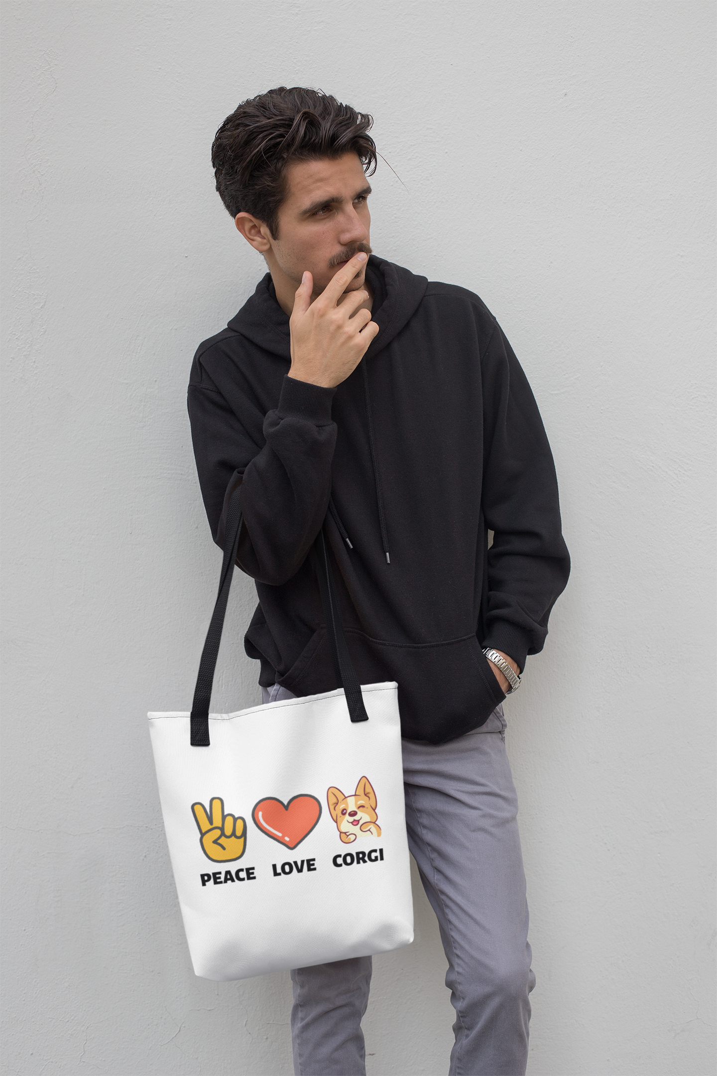'Peace Love Corgi' Tote Bag