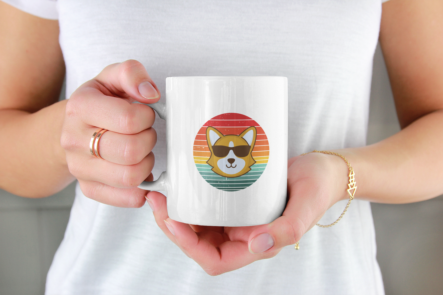 'Sunrise Retro Corgi' Ceramic Mug 11oz