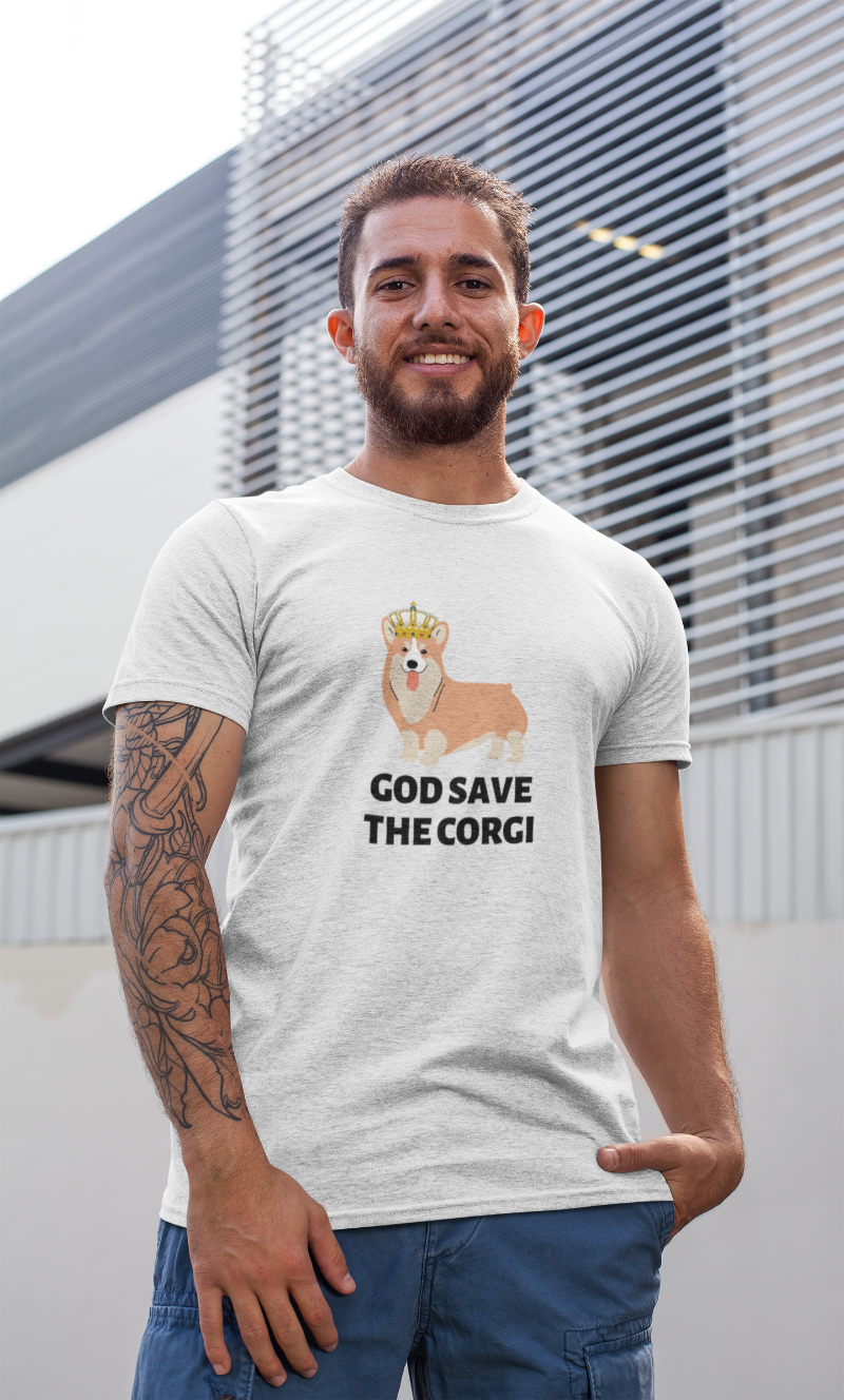 'God Save The Corgi' Unisex Jersey Short Sleeve T-Shirt