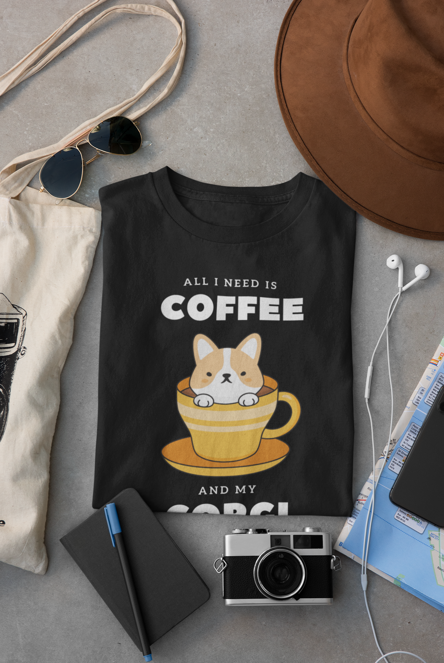 'All I Need Is Coffee & My Corgi' Short-Sleeve Unisex T-Shirt