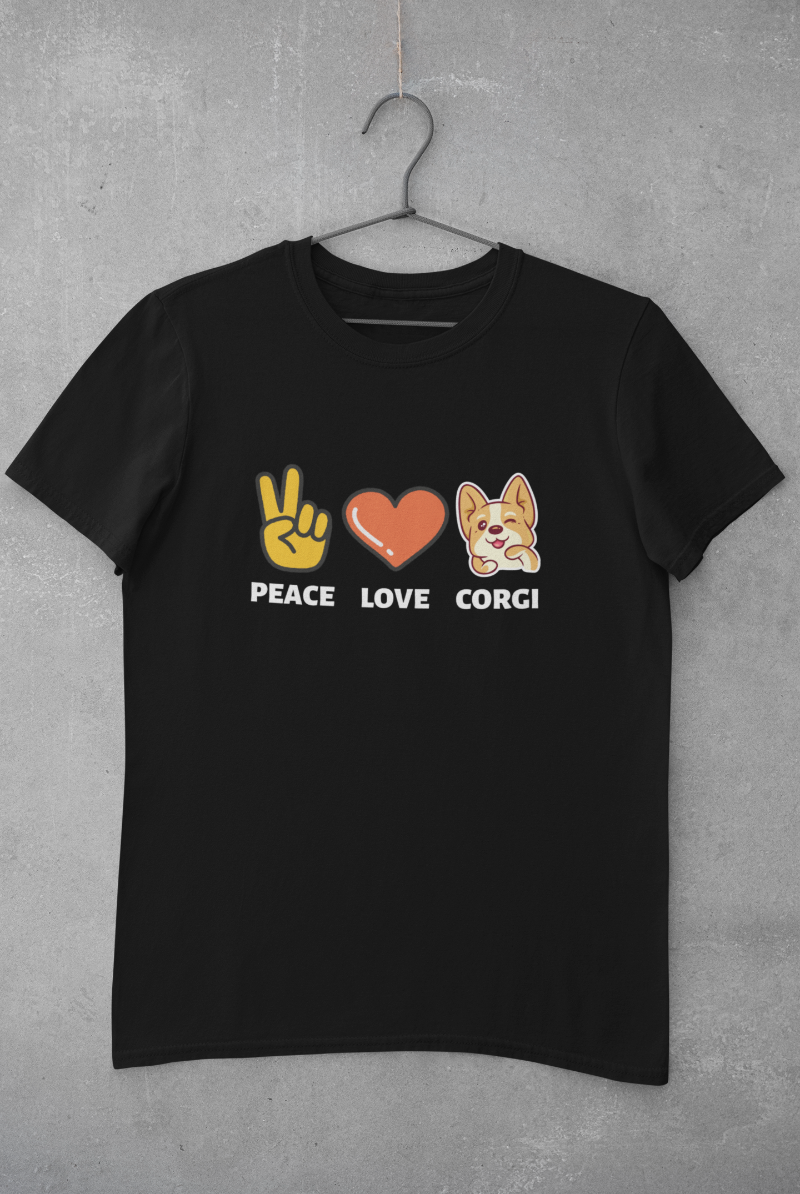 'Peace, Love, Corgi' Unisex Jersey Short Sleeve T-Shirt