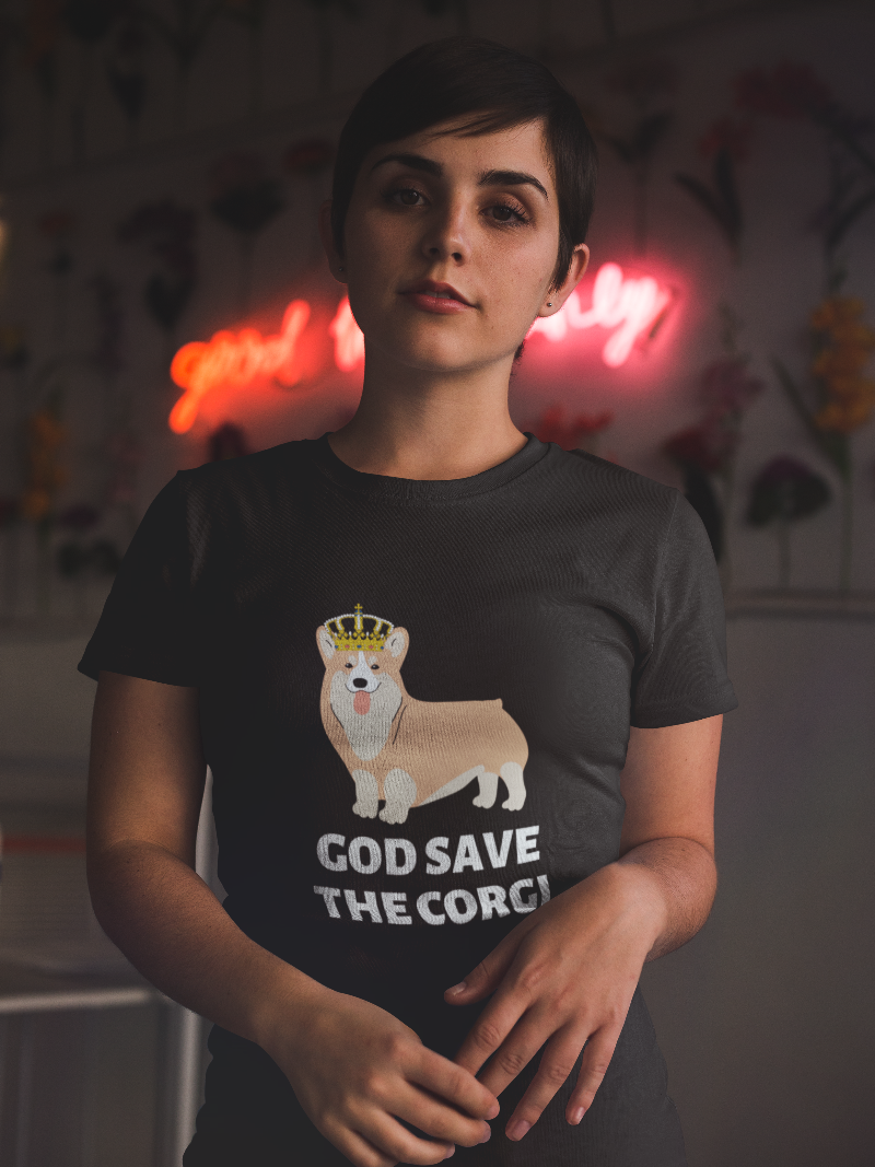 'God Save The Corgi' Unisex Jersey Short Sleeve T-Shirt