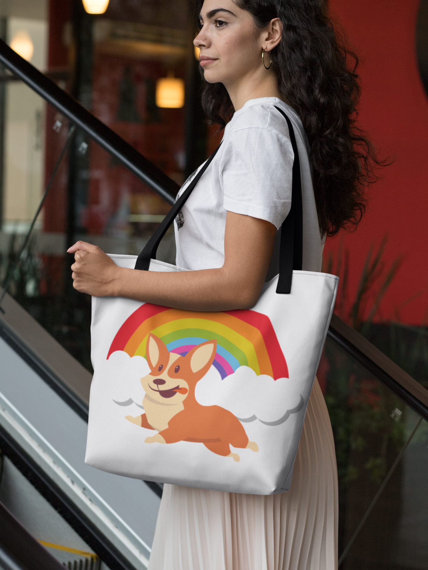 'Rainbow Corgi' Tote Bag