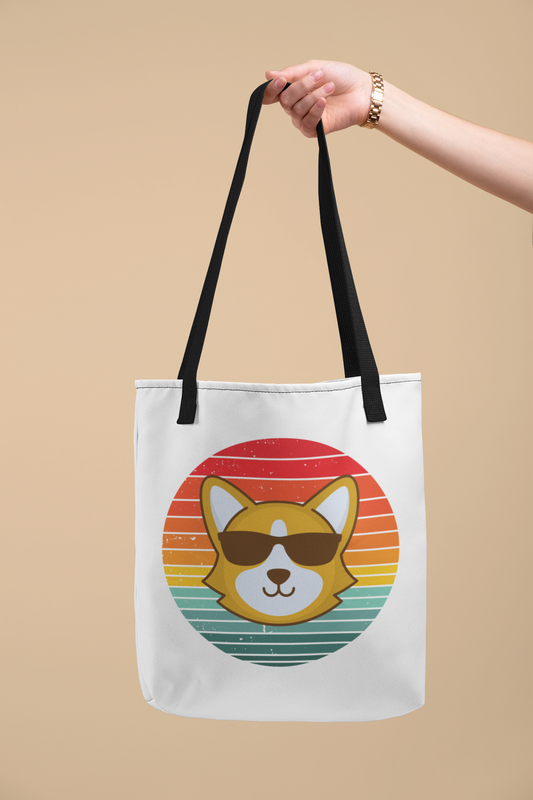 'Sunrise Retro Corgi' Tote Bag