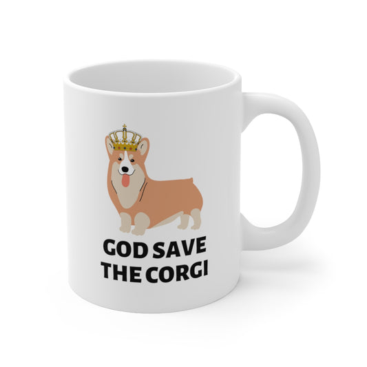 'God Save The Corgi' Ceramic Mug 11oz