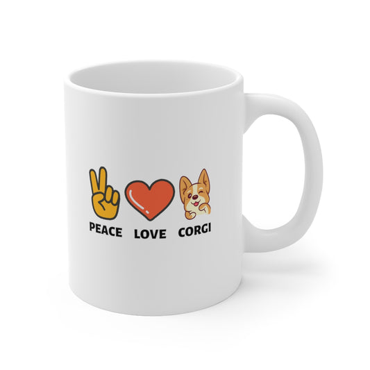 'Peace Love Corgi' Ceramic Mug 11oz