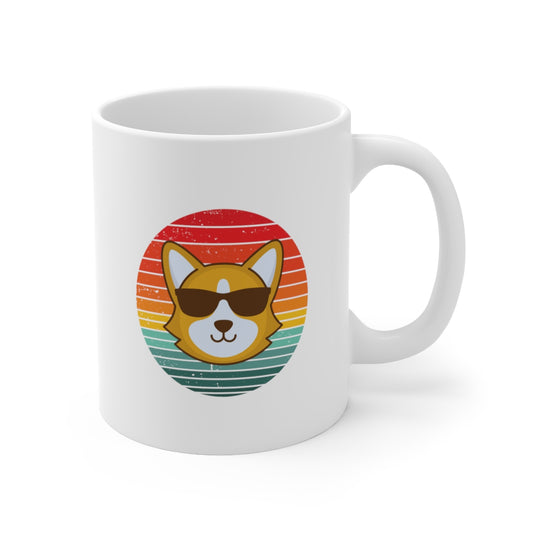 'Sunrise Retro Corgi' Ceramic Mug 11oz