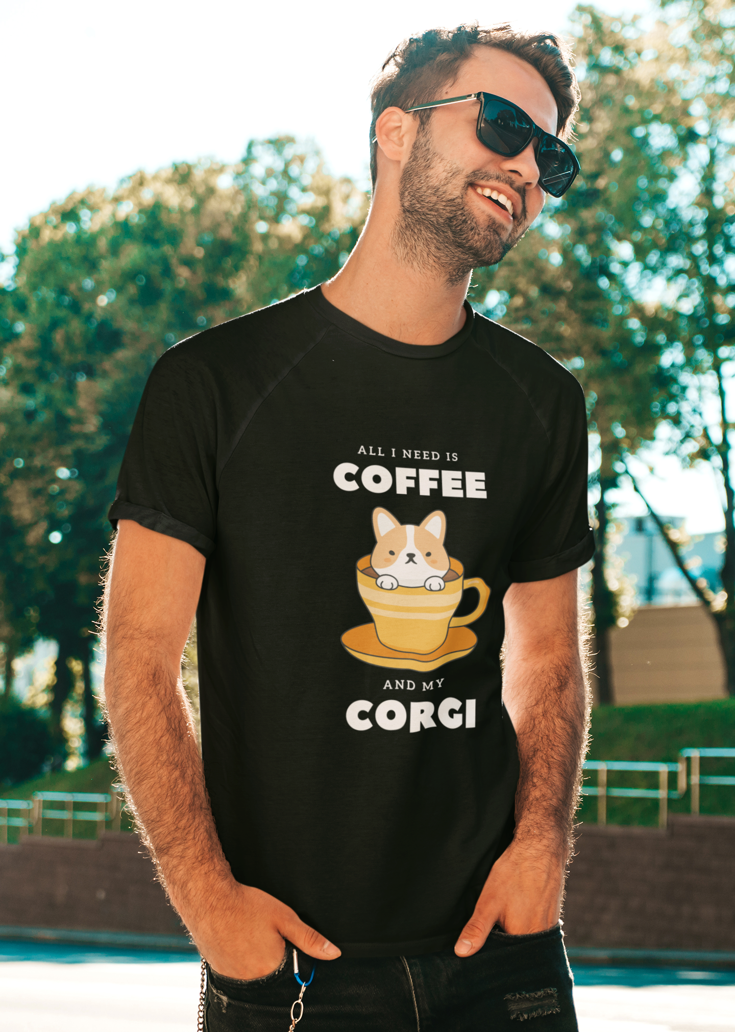 'All I Need Is Coffee & My Corgi' Short-Sleeve Unisex T-Shirt