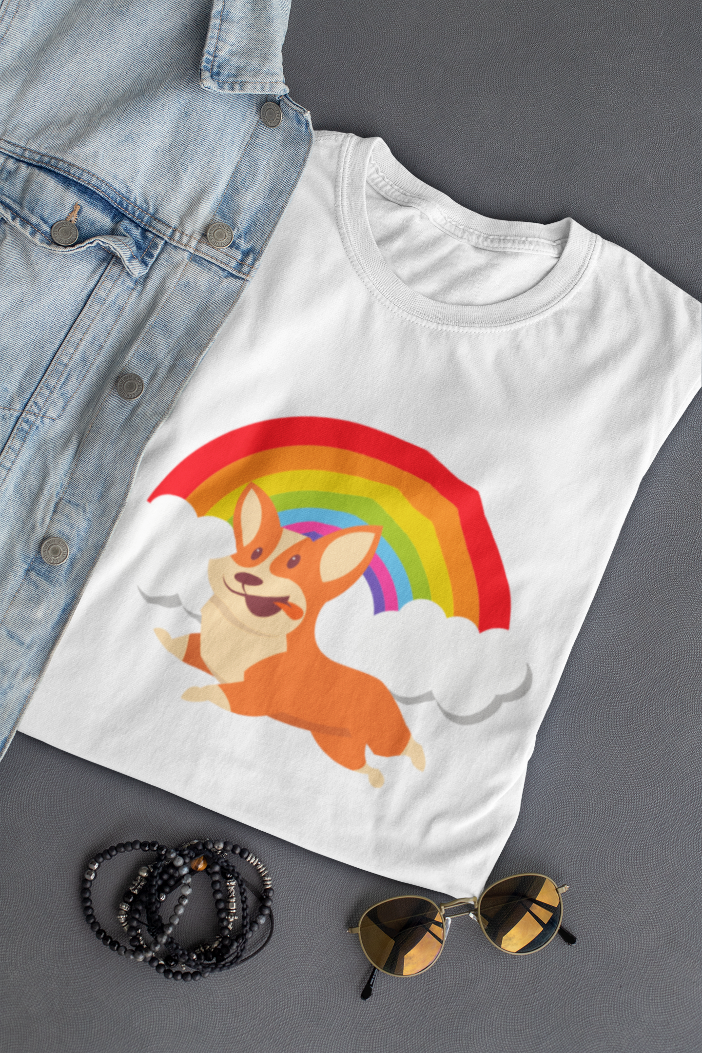'Rainbow Corgi' Short-Sleeve Unisex T-Shirt