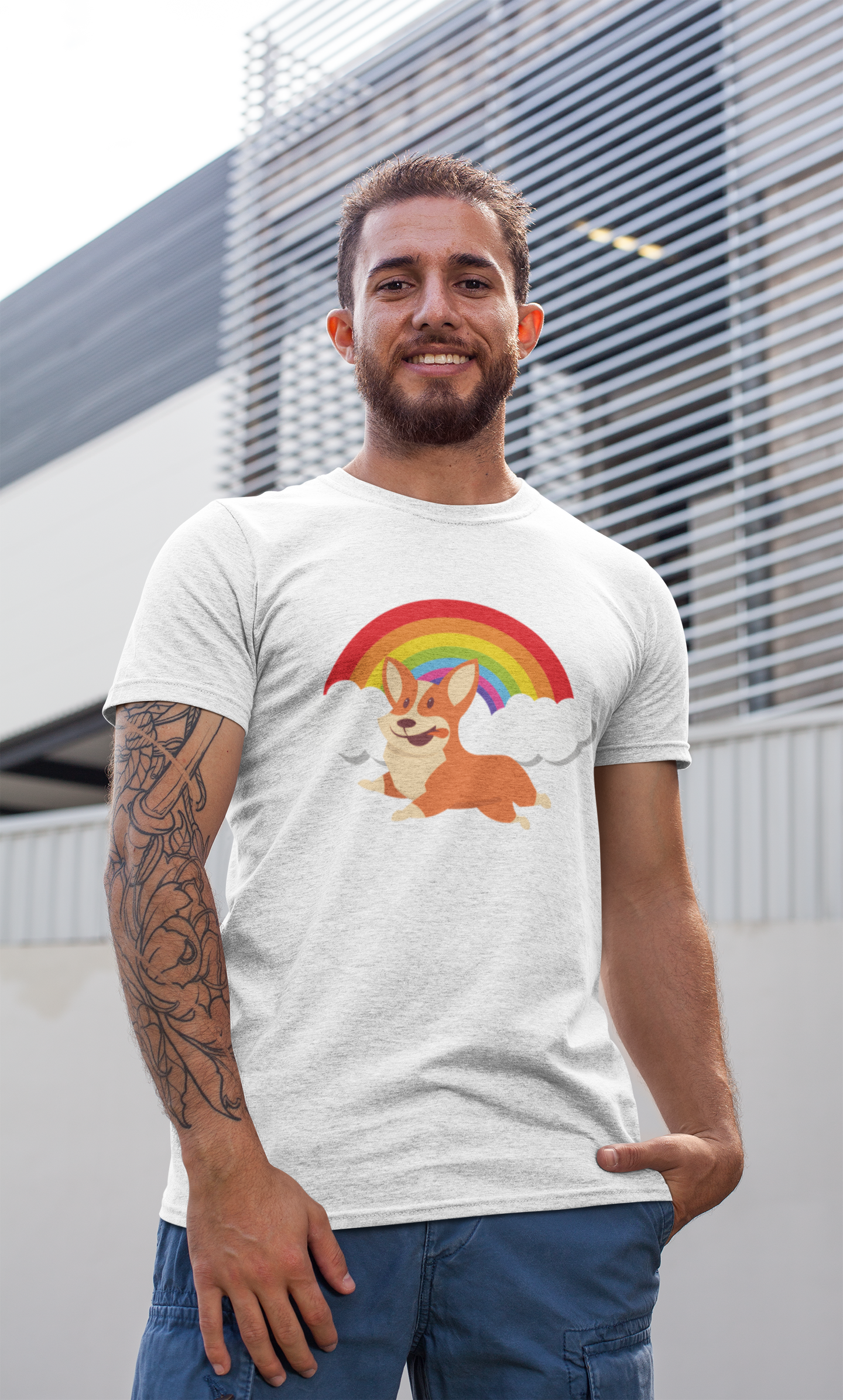 'Rainbow Corgi' Short-Sleeve Unisex T-Shirt