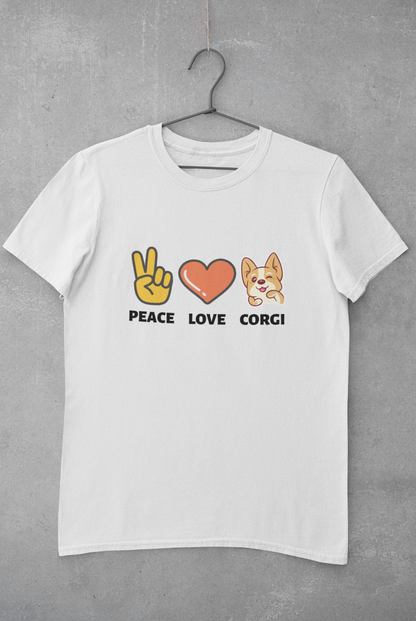 'Peace, Love, Corgi' Unisex Jersey Short Sleeve T-Shirt