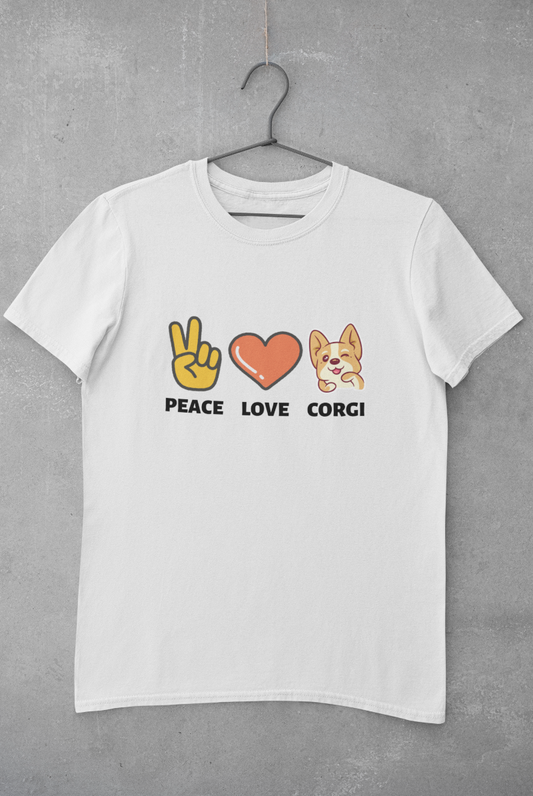 'Peace, Love, Corgi' Unisex Jersey Short Sleeve T-Shirt