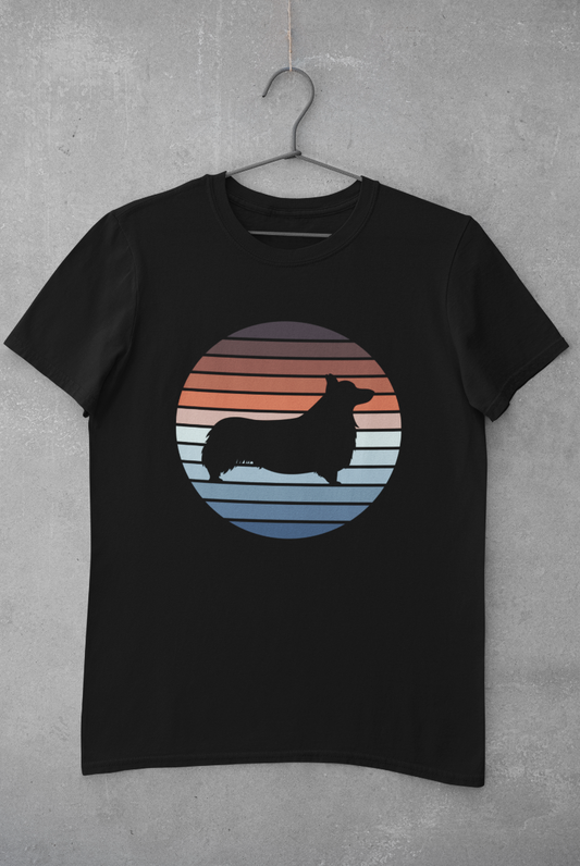 'Sunset Retro Corgi' Unisex Jersey Short Sleeve T-Shirt