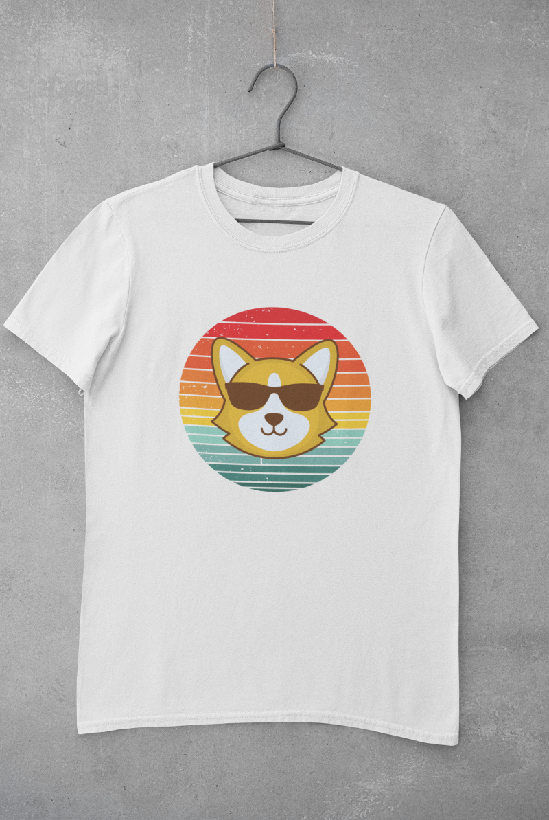 'Sunrise Retro Corgi' Unisex Jersey Short Sleeve T-Shirt
