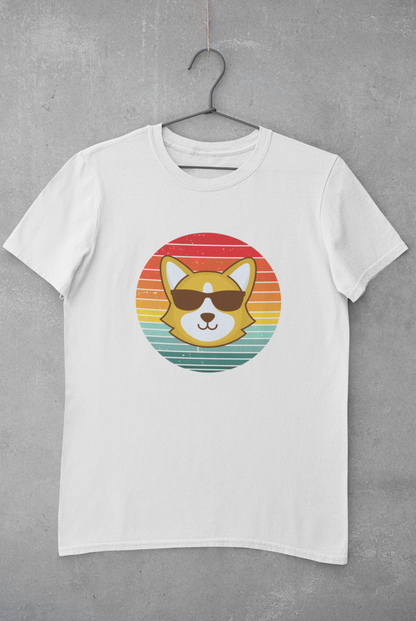'Sunrise Retro Corgi' Unisex Jersey Short Sleeve T-Shirt