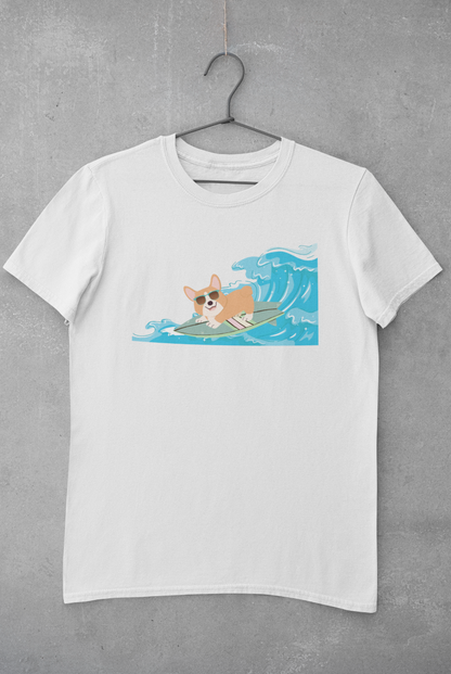 'Surfer Corgi' Unisex Jersey Short Sleeve T-Shirt