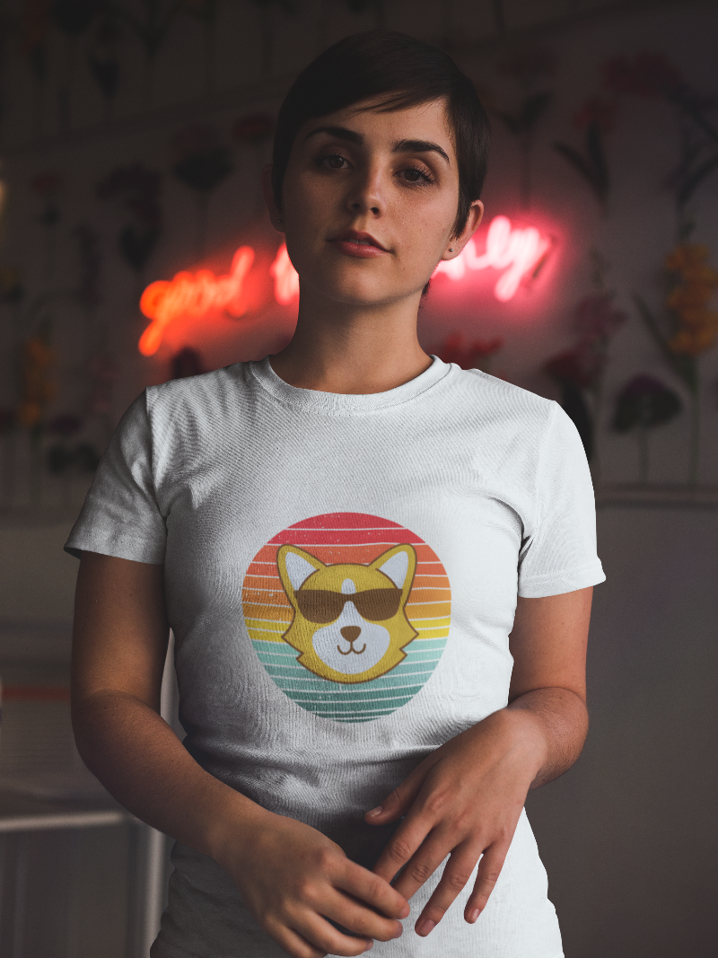 'Sunrise Retro Corgi' Unisex Jersey Short Sleeve T-Shirt