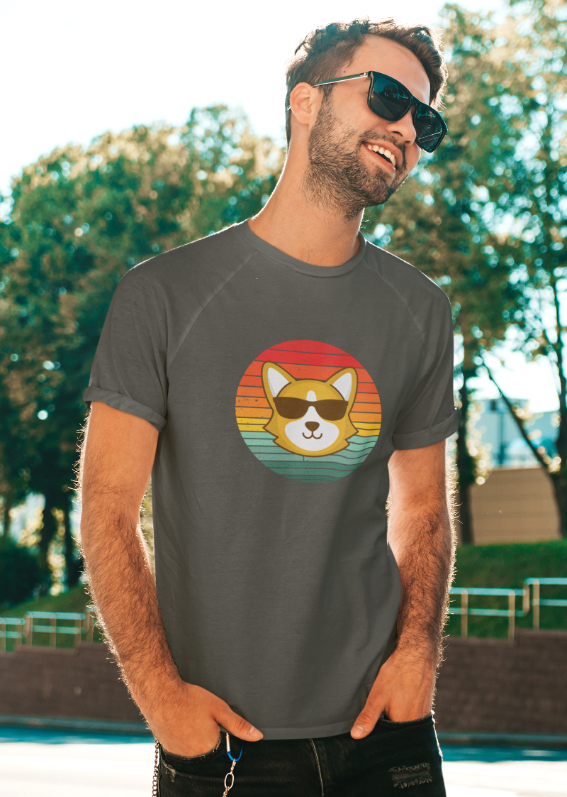 'Sunrise Retro Corgi' Unisex Jersey Short Sleeve T-Shirt