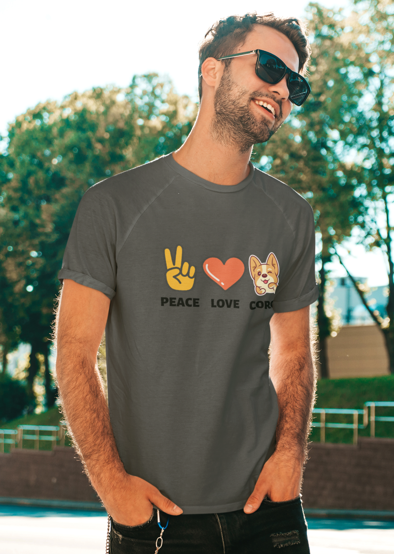 'Peace, Love, Corgi' Unisex Jersey Short Sleeve T-Shirt